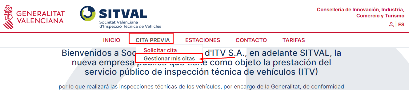 gestionar citas itv villena